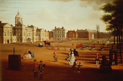 ホースガードでのパレードの第2フットガード（コールドストリーム）、c.1750 作： John Linton Chapman