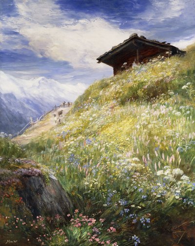 高山草原、スイス、 作： John MacWhirter