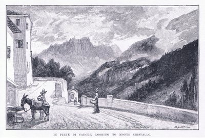ピエーヴ・ディ・カドーレにて、モンテ・クリスタルロを望む（The Magazine of Art 1893, Cassell and Companyより 作： John MacWhirter
