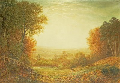1862年のハムステッドヒース、または1862年のスプレンダーの太陽が消えたとき 作： John MacWhirter