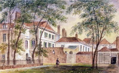ポートランド後期公爵夫人の家と博物館の眺め（1715-1785）1796（紙にトイレ） 作： John Mallord Bromley