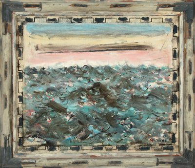海、ライトレッドとセルリアンブルー 1948年 （油彩・キャンバス） 作： John Marin