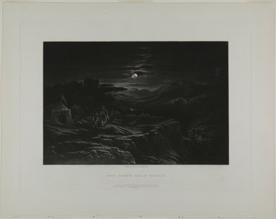 「聖書の挿絵」より、ハチラーでのデビッド・スパレス・サウル 作： John Martin