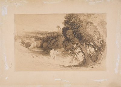エデンからの追放（カードに置かれた紙に茶色のウォッシュ） 作： John Martin