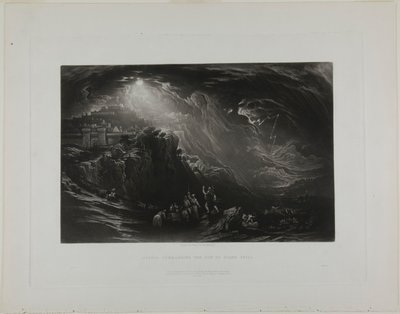 聖書の挿絵より、太陽に静止するよう命じるヨシュア 作： John Martin