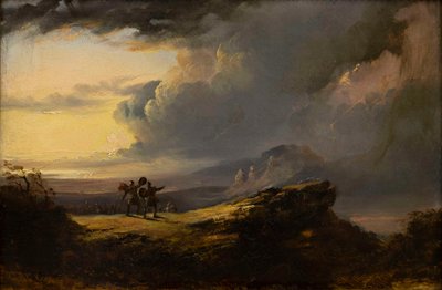 マクベスとバンクォウが 3 人の魔女に出会う、1849～1851 年。 作： John Martin