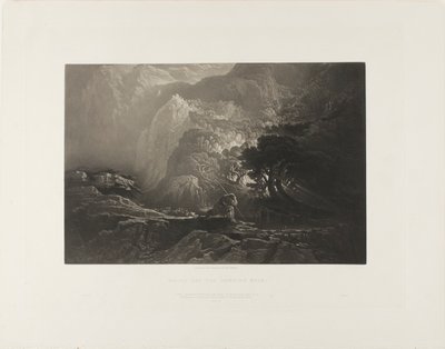 聖書の挿絵より「モーセと燃える茂み」 作： John Martin