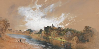 テムズ川のほとり、教皇の別荘の向かい 作： John Martin
