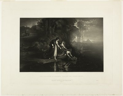 ファラオの娘が幼子モーセを見つける、聖書の挿絵より 作： John Martin