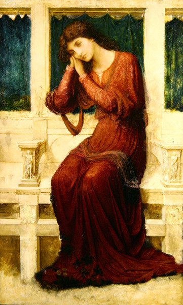夏の日に悲しみが訪れるとき バラは無駄に咲く」1910年頃（油彩・キャンバス） 作： John Melhuish Strudwick