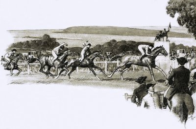 英国で最も有名な平地レース、ダービー 作： John Millar Watt