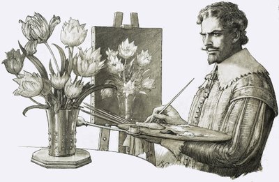 花を描く正体不明のアーティスト 作： John Millar Watt