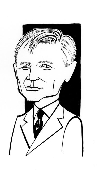 ダニエル・クレイグの風刺画、イギリス人俳優：b 作： John Minnion