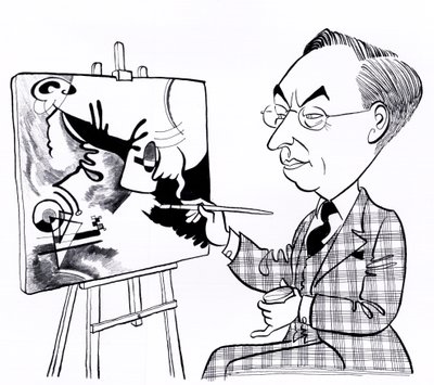 ヴァシリー（ワシリー）・カンディンスキー、イーゼルを持つ風刺画 作： John Minnion