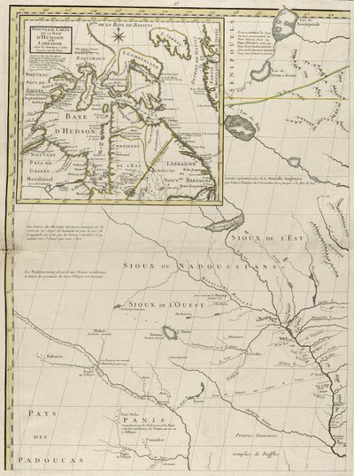 1756年のアメリカのイギリス領とフランス領の地図（紙にアウトラインの色を刻印） 作： John Mitchell