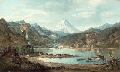 インディアンのいる山の風景、1870年〜75年 作： John Mix Stanley