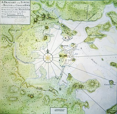 ボストンとチャールズタウンの地図 作： John Montresor