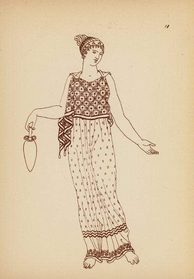 古代ギリシャの女性の衣装（リトグラフ） 作： John Moyr Smith