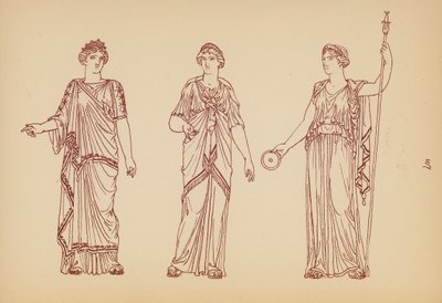 古代ギリシャの女性の衣装（リトグラフ） 作： John Moyr Smith
