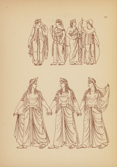 古代ギリシャの女性の衣装（リトグラフ） 作： John Moyr Smith