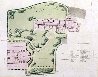 1822年にナッシュが完成させたロイヤル・パビリオンの平面図（ジョン・ナッシュの「Views of the Royal Pavilion, Brighton」より 作： John Nash