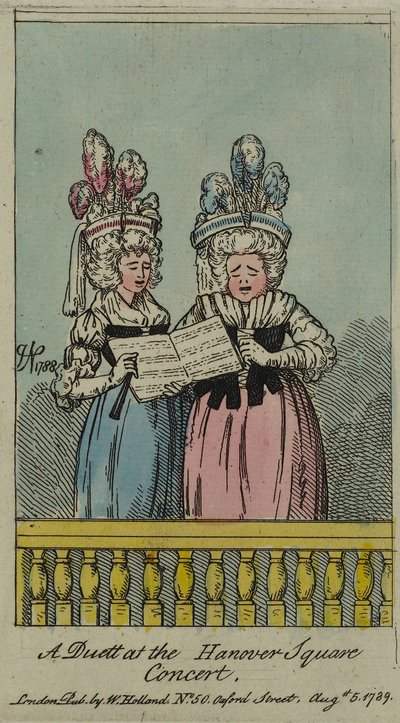 ハノーバースクエアコンサートでのデュエット、1788年（エッチングとトイレ） 作： John Nixon
