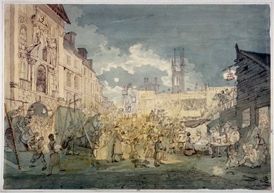 Bartholomew Fair, West Smithfield, City of London, 1813年。                                 作： John Nixon