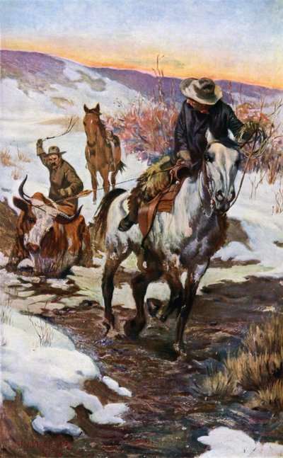 カウボーイのための冬の仕事（カラーリソ） 作： John Norval Marchand