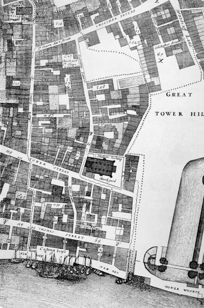 ロンドン市の大きくて正確な地図の詳細（彫刻 作： John Ogilby