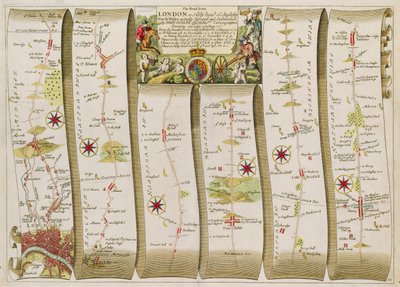ロンドンからホーリーヘッドへの道（カラー彫刻） 作： John Ogilby