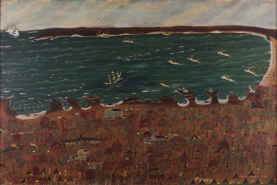 マーブルヘッドのインディアン野営地、1920-28年（ファイバーボードに油彩） 作： John Orne Johnson Frost