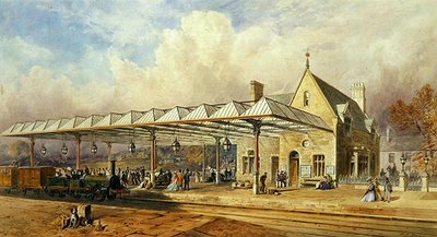鉄道駅、1868（紙とペンとインク） 作： John Osborn Brown