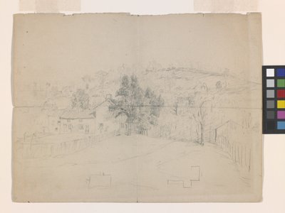 ブルックビルの通り (オフホワイトの紙に鉛筆) 作： John Otis Adams