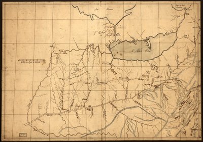 (1753年以前のオハイオの貿易商の地図。LOC gm71002324 作： ジョン・パッテン