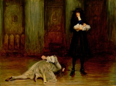 ジェームズ2世の前の生活を訴えるモンマス公 作： John Pettie