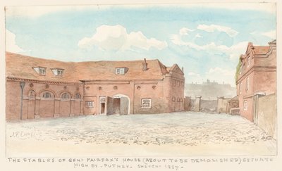 ジェネラルフェアファックスの家の厩舎、ハイストリート、パトニー、1887 作： John Phillipp Emslie