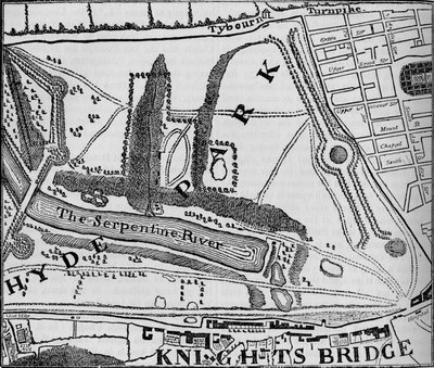 ハイドパークの地図、ロンドン、1748 1878 作： John Pine