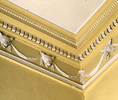 ダイニングルームからの新古典主義のフリーズ、ベルアイル、ウィンダミア、1774 作： John Plaw