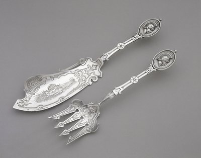 魚のフォークとナイフ 1862～1870年頃（銀製 作： John R. Wendt