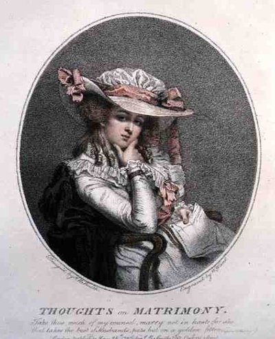 ウィリアム・ウォード(1766-1826)が彫った「結婚についての考え」が出版されました。 作： John Raphael (after) Smith