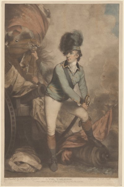 タールトン中佐、1782 年出版。 作： John Raphael Smith