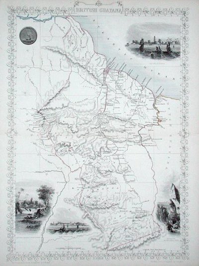 John Tallis & Co, New York & London発行の世界地図シリーズより、British Guyana。 作： John Rapkin