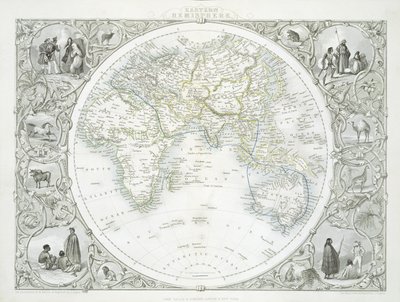 ジョンタリスウントカンパニー、ニューヨークウントロンドン、1850年代に発行された一連の世界地図からの東半球 作： John Rapkin