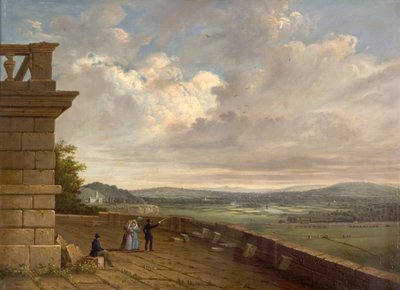 1845年頃、ノッティンガム城テラスから東を見る 作： John Rawson Walker