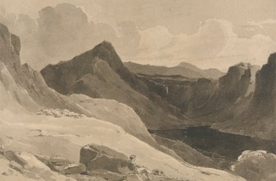 羊飼いのいる山の風景 作： John Renton