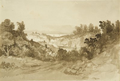 ワイのウィンドクリフから見たエイボンとセヴァン、1820年頃（鉛筆・水彩・紙 作： John Reverend Eden