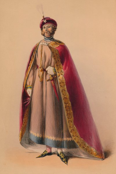 1842年、1843年5月12日、ビクトリア女王バルコスチュームの衣装を着たゲスト。 作： John Richard Coke Smyth
