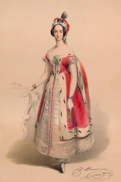 1842年、1843年5月12日、ビクトリア女王バルコスチュームの衣装を着たゲスト。 作： John Richard Coke Smyth