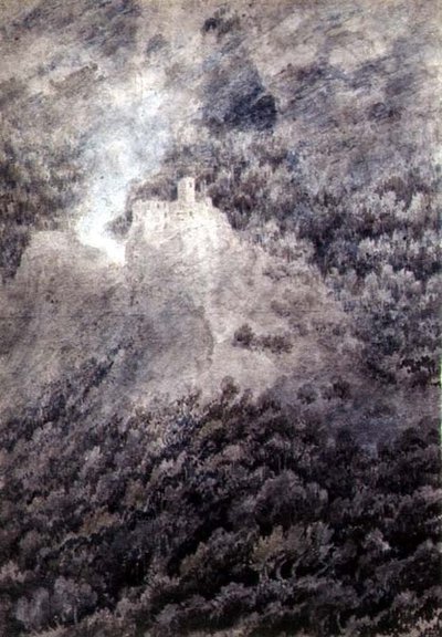 ボルツァーノとトレントの間（紙に鉛筆、水彩、ウォッシュ） 作： John Robert Cozens