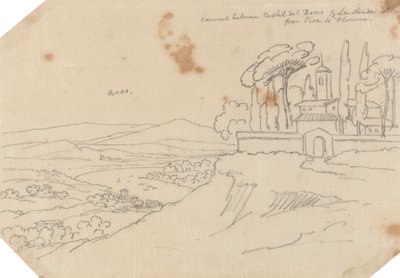 カステル デル ボスコとラ ストラーダ スカラの間の修道院 作： John Robert Cozens